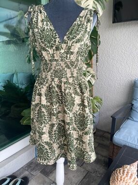 Floral Green and Cream Dress